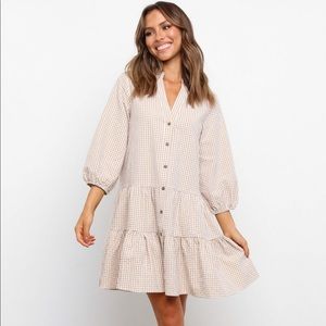 Petal & Pup Beige Checkered (Daria) Dress